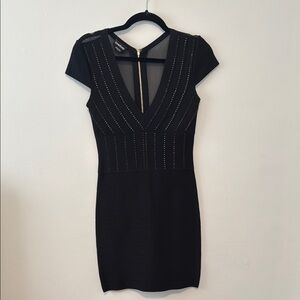 Black Bodycon Dress with Studded Detail